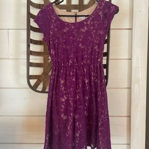 Plum colored lace dress with nude lining